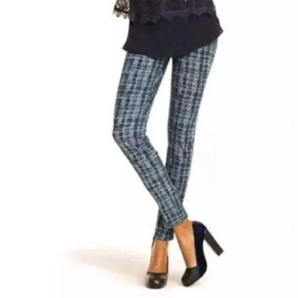 Cabi 3049 Blue Grid Curvy Skinny Mid Rise Jeans Sz 8  Womens Pants Gray - Picture 2 of 12